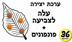 ערכת יצירה עלה לצביעה + פונפונים ערכת יצירה עלה לצביעה + פונפונים